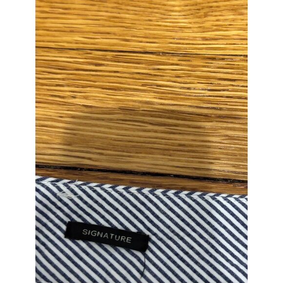 Talbots Womens Signature Cropped Pants Size 8 Blue White Striped Seersucker - Picture 4 of 6